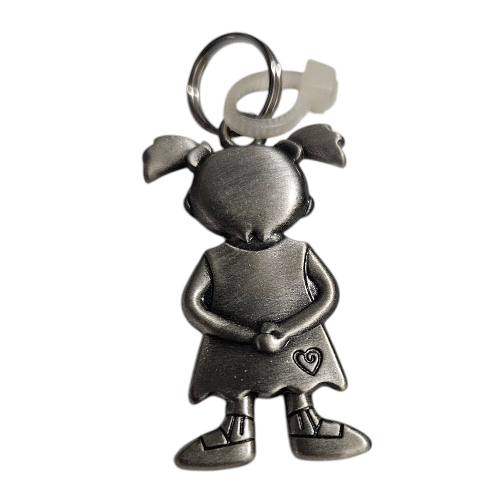 Ganz Pewter Girl Pendant Charm Letter P Teal Enamel NWOT - Picture 2 of 3
